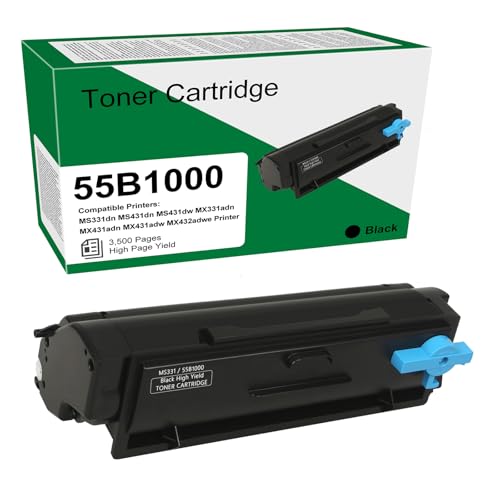 Toner 55B1000 résout les pannes d'encre pour Lexmark MX432adwe avec puce de détection exacte
