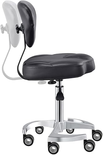 Miniatura 7 de Dir Taburete médico ajustable multiusos taburete de salón y spa con ajustes de respaldo, color negro