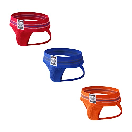 JOCKMAIL 3PCS/Pack Mens Jock Strap Briefs Mens Athletic Jockstrap Athletic Supporter Mens Thongs Underwear
