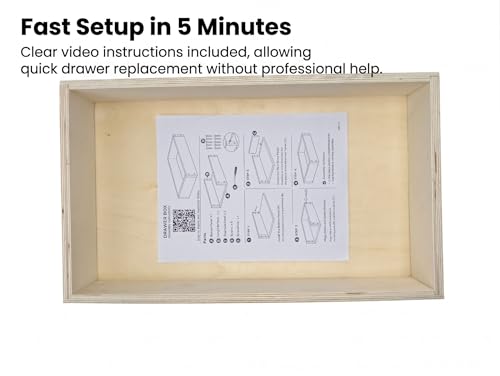 Replacement Kitchen Drawer Box – 19" Depth – Tall (5" / 6.5") – Multiple Widths – Plywood DIY Cabinet Drawer Kit for Pull-Out Cabinet, Rollout Shelf & Sliding Drawer (5" Tall, 14" Wide) by Viecam - Used condition - Image 3