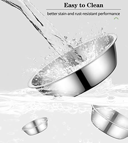 Zayin Stainless Steel Pet Bowls Suit Cat or Small Dog Premium Stainless Steel Water and Food Bowls,Replacement Metal Bowls for Pet Feeding Station Set of 2 Bowls (16cm/6.3in)