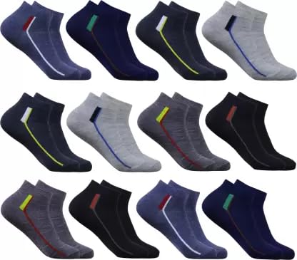 Originals Unisex Casual Cushion Cotton Ankle Socks, Assorted Combo, Pack of 6, 12 Free Size-image-41