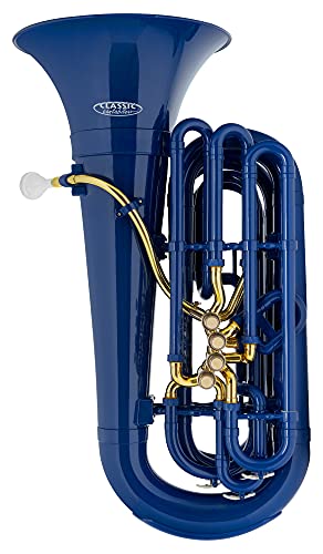 Classic Cantabile MardiBrass Tuba Bb De Plástico - Extremadamente ligera y muy estable - Material del cuerpo: plástico ABS - Tubo de boquilla y máquina de latón - con funda y boquilla - Color: azul