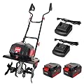 MZK 40V 12-inch Cordless Garden Tiller, Battery Powered Garden Cultivator, 2 * 4.0Ah Battery and Fast Charger Included