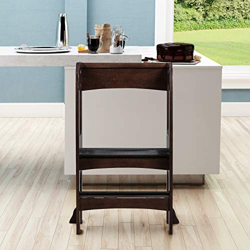 Kids On The Rise Kids Kitchen Step Stool With Handles, Lightweight Anti-Skid Non-Slip Pads For Safety Bathroom Potty Stool Toddler Tower For Children By Naomi Home, Espresso #TOP3