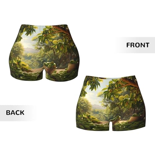 Macadamia Pattern Sports Shorts, high Elastic Slim Fitness Pants, Suitable for Yoga/Leisure/Daily wear3