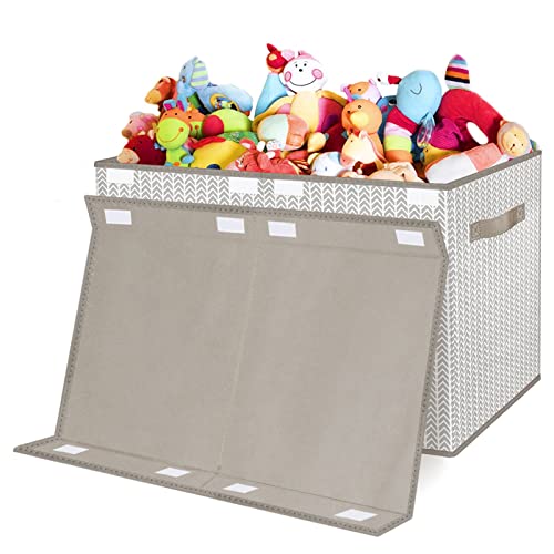 VERONLY Toy Box Chest Organizer Bins for Boys Girls Kids, Large Collapsible Fabric Storage Container with Flip-Top Lid & Handles for Clothes,Blanket,Nursery,Playroom,Bedroom,Tree Branch Pattern (Gray) - Thumbnail 6