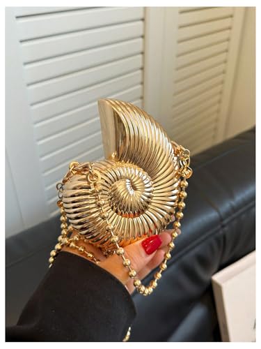 Milumia Women's Seashell Shaped Mini Purse Metallic Shoulder Handbags Party Crossbody Bags3