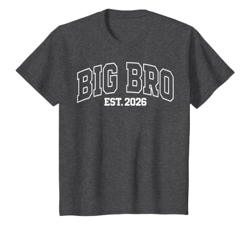 Big Bro Est 2026 New Big Brother Announcement T-Shirt, Youth, Dark Heather Grey, Small