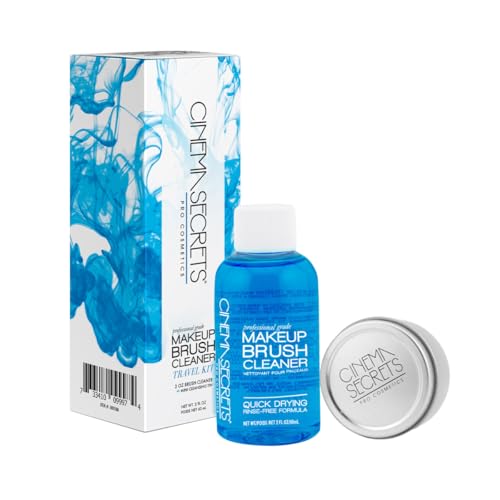 Cinema Secrets Original Blue Vanilla Makeup Brush Cleaner Kit - Professional Cleanser + Cleansing Tin for Makeup Brushes - Quick-Dry, Rinse-Free Formula - Removes Stubborn Waterproof Make Up