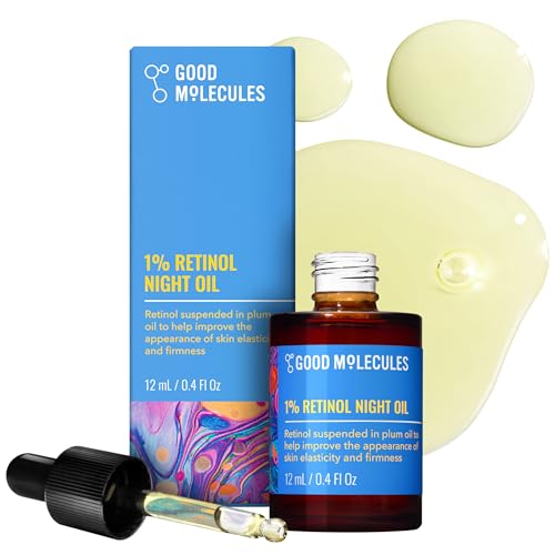Good Molecules 1% Retinol Night Oil - Retinol and Rosehip Face Oil Formula for Look of Fine Lines & Wrinkles, Anti-Aging, Skin Firming, and Moisturizing - Skin Care for Face