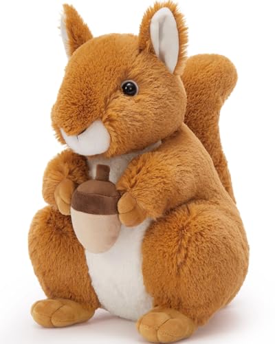 Image of BENINY 14 inch Realistic Squrrile Stuffed Animal, Cute Squirrel Plush Toy with Holding Mini Acorn, Plushie Gift for Kids