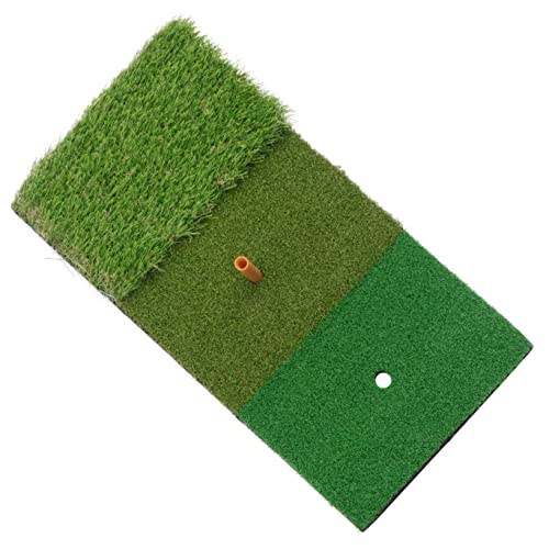 HONMEET Portable Golf Practice Mat Hitting Pad with Realistic Grass Surface for Training Short Long Grass Options for Swing Practice and Game