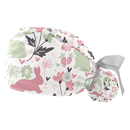 Casquettes de travail JDEZ à motif floral de Pâques pour un quotidien coloré en laboratoire