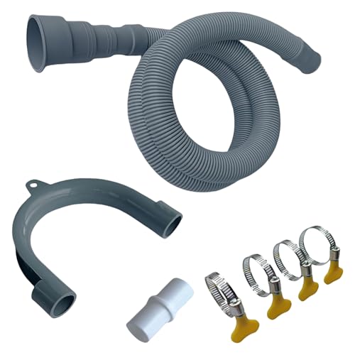 CAZSTYK Set di 7 tubi di scarico flessibili per lavatrice e lavastoviglie, installazione facile, tubo di scarico per lavatrice