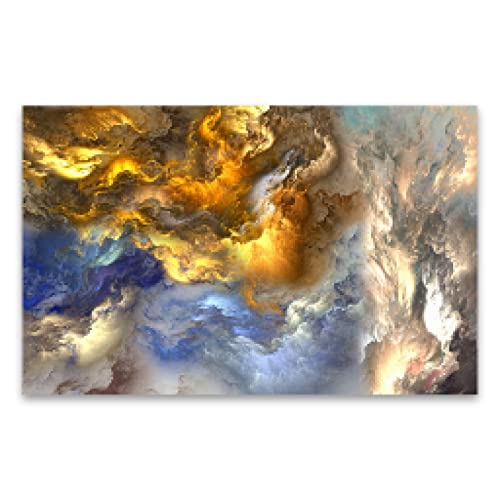 Toile nuages bleu ciel coloré LSYALUCK 70x130cm avec cadre intérieur pour salon