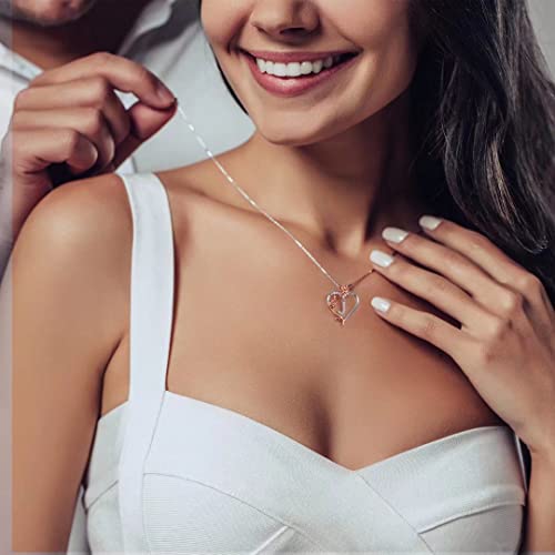 Easter Gifts For Women - Necklace Gifts For Women Girls, 925 Sterling Silver Rose Love Heart Initial K Letter Pendant Necklace Jewelry Mothers Day Valentines Christmas Gifts For Her Mom Wife Girlfriend Anniversary Birthday #TOP1