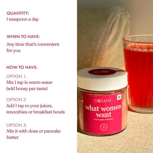 Cosmix What Women Want | For Women's Hormonal Health | Supports PCOS, Cramps & PMS | Shatavari, Beetroot & Nettle Leaf Superfood Powder | 60g (40... - Image 5