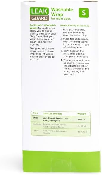 Miniatura 3 de SO PHRESH Envoltura protectora de fugas lavable para perros machos, paquete pequeño de 2