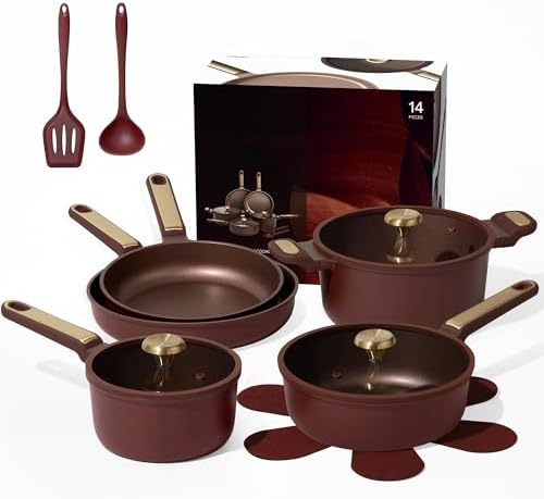 CAROTE Pots and Pans Set Nonstick, 14pcs Cookware Set Nonstick No...