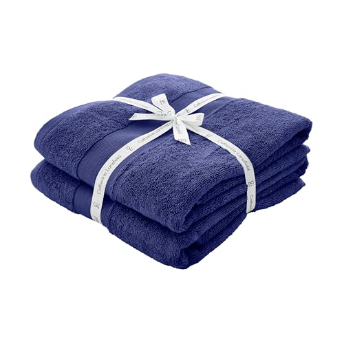 Catherine Lansfield Anti Bacterial Soft & Absorbent Cotton Bath Sheet Pair Navy Blue