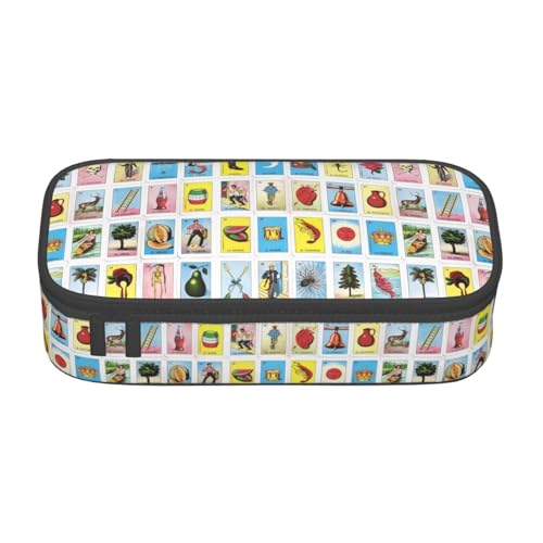 Image of Mexican Cards Pencil Case Big Capacity Storage Pencil Pouch Stationery Bags With Zipper Portable Pen Holder Box Organizer For Boys Student College School Office Supplies