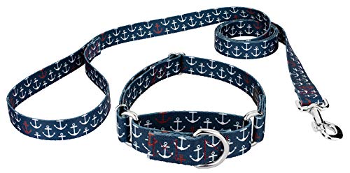 Country Brook Petz - Anchors Away Martingale Dog Collar & Leash - Large