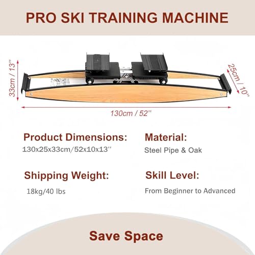Image of Ski Exercise Machine, Ski Simulator Training Machine, 3D Cross Trainer, Strength and Balance Training Tool Set, 150kg Load, for Waist, Abdomen and Leg Training, with Ski Poles