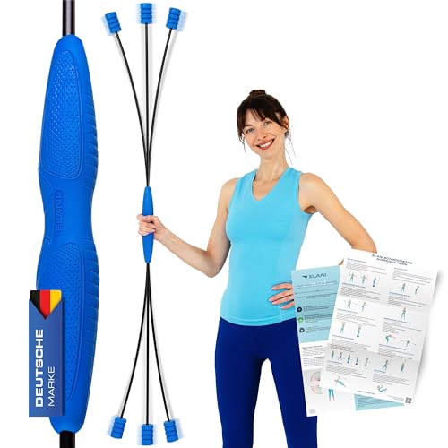ELANI Schwingstab - Verstellbarer Widerstand & ergonomischer Griff - hochbelastbarer Gymnastikstab, auch als Physiotherapie Zubehör, Swinging Sticks, Schwingstab Fitness Testsieger, Flex Stab