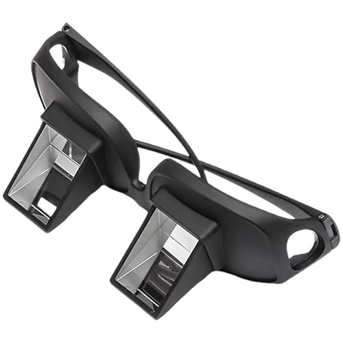 Tressify Gafas prismáticas de cama para leer y ver la televisión, gafas horizontales de 90 grados, lente de vidrio con marco negro, reduce la tensión del cuello mientras estás acostado, compatibles