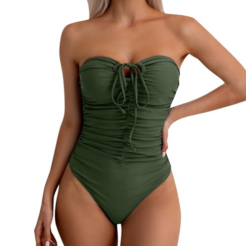 Costumi da Bagno Donna Interi Senza Spalline con Controllo della Pancia Push Up Imbottito Costume Intero Contenitivo Piscina Elegante Curvy Brasiliana Costume Mare Un Pezzo Spiaggia Estate Beachwear
