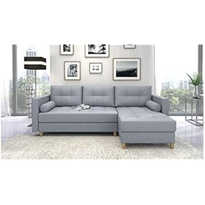 Möbellux Portland Canapé d’angle convertible Nana Gris 90 x 136 x 210 cm