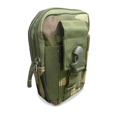 Image of Kraptick Multi-Purpose Water Resistant Waist Bag with Dual Compartment, Waist Bag Mobile Phone Holder, Waist Pack for Men, Women Camping Hiking Pouch (Jungle Camouflage)