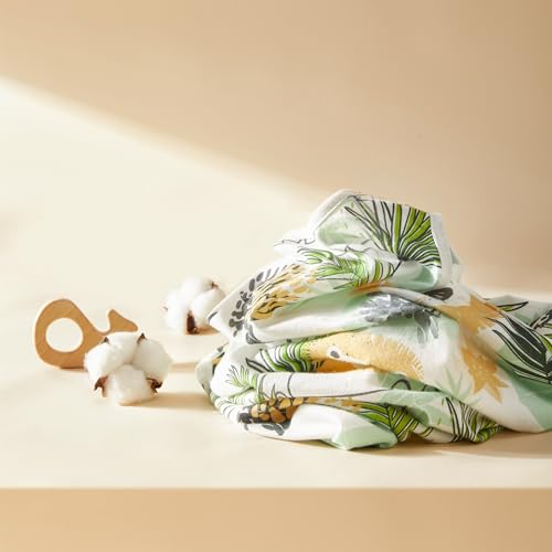 TILLYOU 2 Pack Infant Sleep Sack 0-6 Months 100% Cotton Wearable Blanket 0.5 TOG Sleeveless Summer Sleep Sacks with 2-Way Zipper, Pursuit of Greenery and White