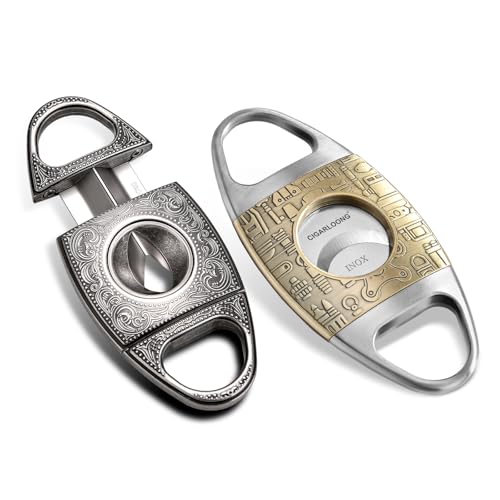 Stainless Steel Vintage Carved Cigar Guillotine and Carved Guillotine