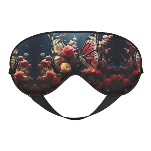 Máscara de ojos unisex con estampado de mariposas y flores, suave y cómoda, para viajes, yoga, trabajo por turnos