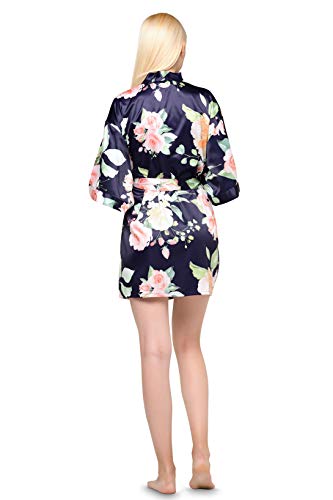 Image of Turquaz Women's Silky Satin Kimono Robes for Bridesmaids, Bride, Short Loungewear, Lingerie Dressing Gown Silk Like VS Robe