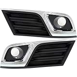 Chevy Traverse Fog Light Cover for 2013 14 15 16 2017 Driver and Passenger Side Pair/Set | Black/Chrome | DOT/SAE Compliance | GM1038148 + GM1039148 | 20988619 + 20988620