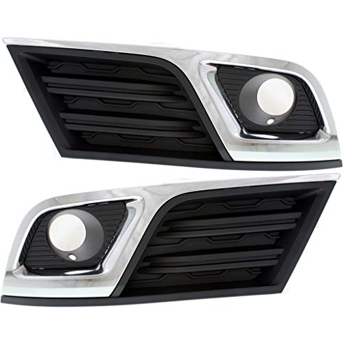 Chevy Traverse Fog Light Cover for 2013 14 15 16 2017 Driver and Passenger Side Pair/Set | Black/Chrome | DOT/SAE Compliance | GM1038148 + GM1039148 | 20988619 + 20988620