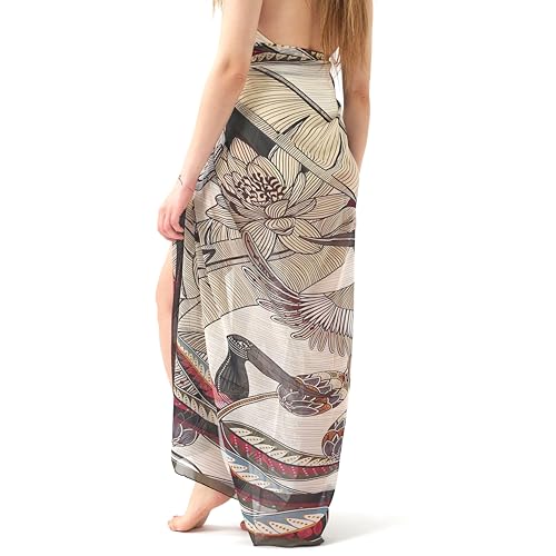 Women's Beach Cover Up, Sarong Wrap, Full-Length Pareo for Swimsuit Cover Ups