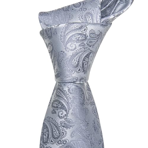 Image of Barry.Wang Men Ties Paisley Woven Silk Necktie Set with Pocket Suqare Cufflinks Formal