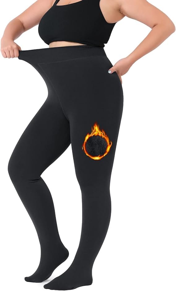 omlavida Women Full Footed Length Winter Leggings Warm Thick Fur Lined Fleece Winter Thermal Soft Legging Slim Fit Fleece-picture-16