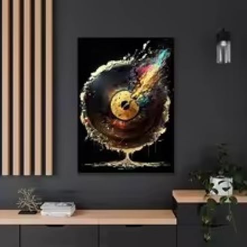 Peinture guitare symphonique colorée pour habiller un grand mur vide sans cadre