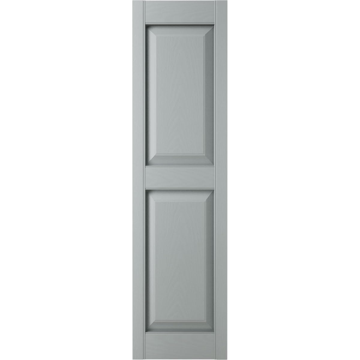 14.75 in. W x 67 in. H Builders Edge, Cottage Style, Raised Panel Shutters, Includes Matching Installation Spikes (Per Pair), 945 - Platinum