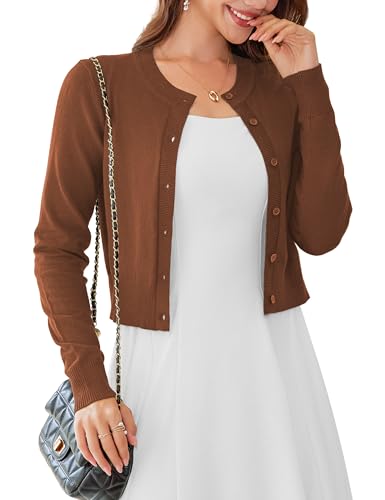 Image of LETDIOSTO Cropped Cardigan Bolero Shrug for Women, Button Down Long Sleeve Knit Sweater for Dresses,for Jeans, XS to XL