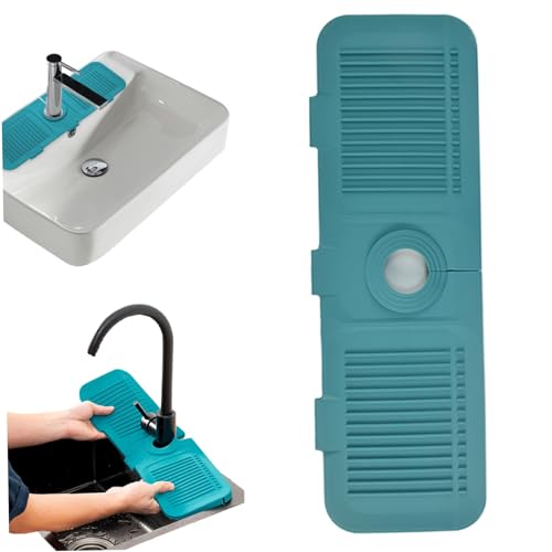 Alfombra de grifo para fregadero de la cocina de 18 pulgadas de silicona que drena el protector de salpicaduras con agujero de grifo flexible no deslizante plegable colchoneta de secado rápido p