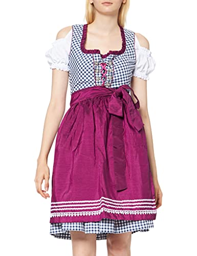 Fuchs Trachtenmoden Damen Dirndl, Knielang, Kariert, Gr. 36, Mehrfarbig (blau/beere) Cover