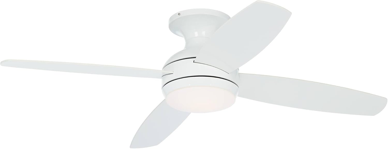 Casa Vieja 52" Elite Modern Industrial Hugger Low Profile Indoor Ceiling Fan with LED Light Dimmable Remote Control White Matte Opal Glass for House Living Room Kitchen Bedroom Family