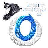 Noir Aqua RO Water Purifier Virgin Ro Pipe 5 Meter White, 5 Meter Blue,1/4 inch size QC elbow,Straight Connector,1 Pipe Cutter - 1/4 Inch Size.