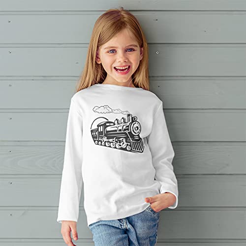 Kids Long Sleeve T Shirt Vintage Trains Cotton Boy & Girl Clothes Funny Graphic Tee Soft Pink Design Only 4T2